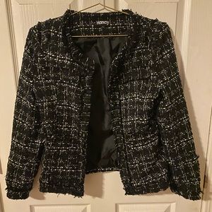 Black and white tweed blazer